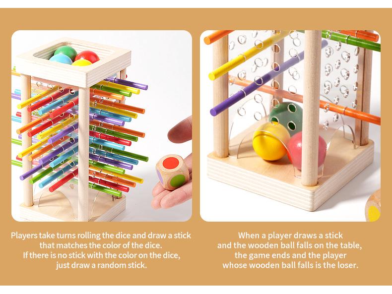 Children's Dice and Stick Game - Parent-Child Interactive Pisa Tower Educational Toy