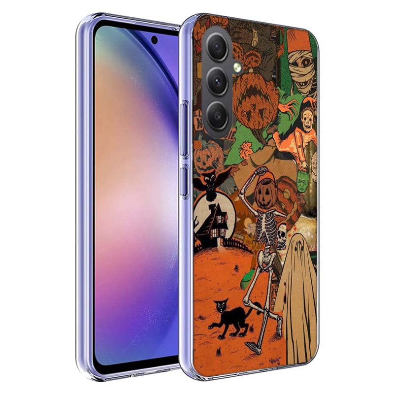 Halloween Fall Art Witch Cat Phone Case for Samsung A17 A37 A57 A07 A16 A26 A36 A56 A06 A02S A12 A22 A32 A52S A04S A14 A24 A34 A