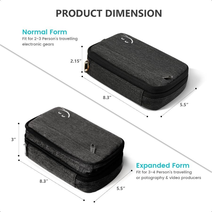 

Travelkin Органайзер для шнуров Дорожный электронный органайзер Дорожный чехол Сумка-органайзер для кабелей Зарядных устройств Телефона SD-карты USB Черный United States