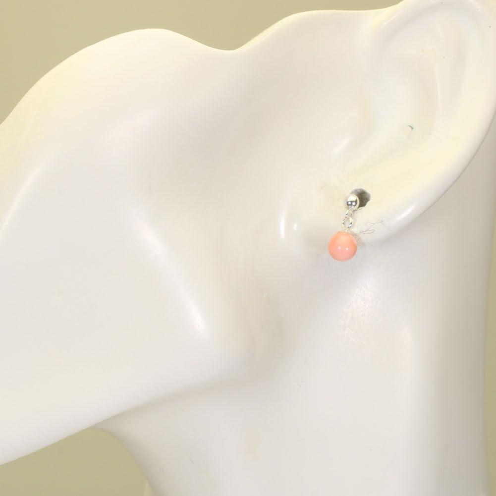 Pink garnet coral earrings in undyed silver,