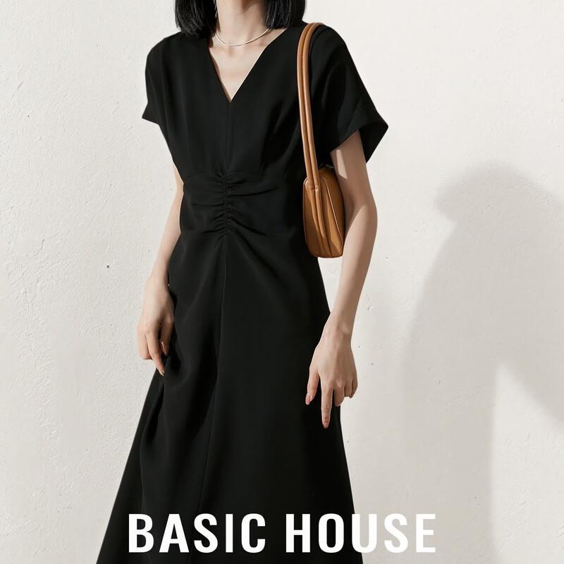 Basic House French Hepburn Style Acetate V-Neck Dress M