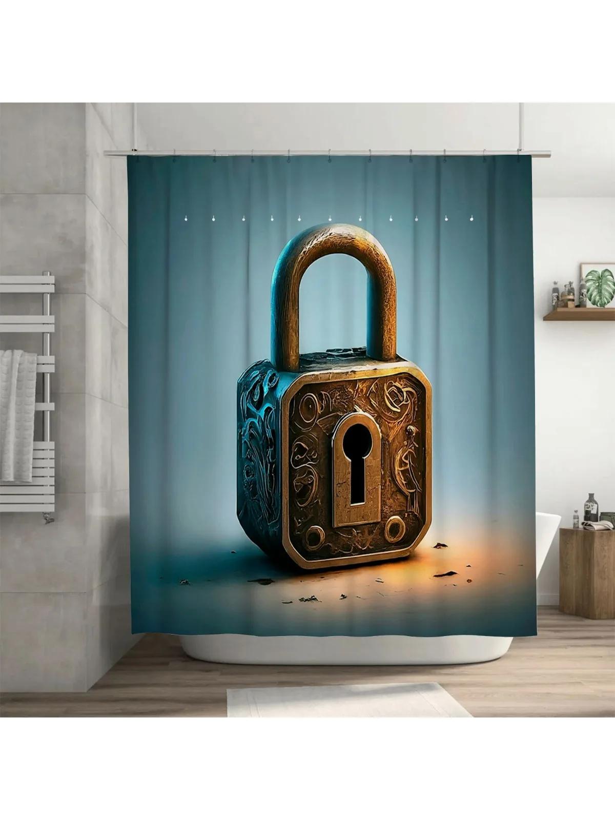 

Vintage Lock Shower Curtain Unique And Artistic Bathroom Decor W60H190(CM)-1 Pcs