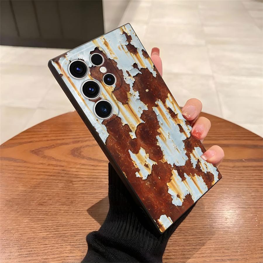 Retro Rust Design Case for Samsung Galaxy S25 Edge S20 S21 FE S24 Plus S23 Ultra Black Soft Phone Cover