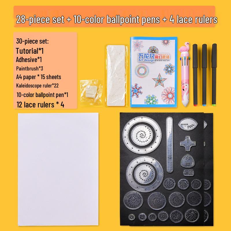 Kaleidoscope Educational Multifunctional Ruler Set - Perfect for Elementary Students' Creative Projects and Drawings