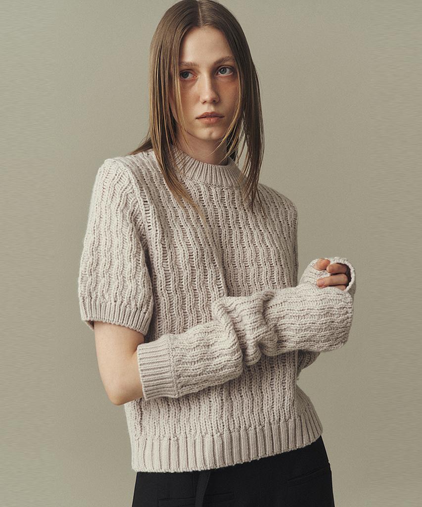 AHWE Rib Cable Sweater & Warmer_Light Gray