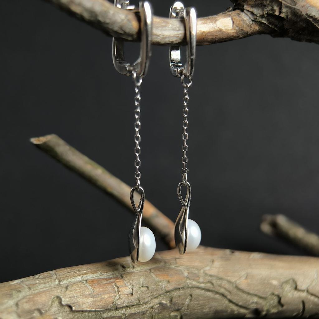 Silver Earrings with Natural Pearls (2186854)