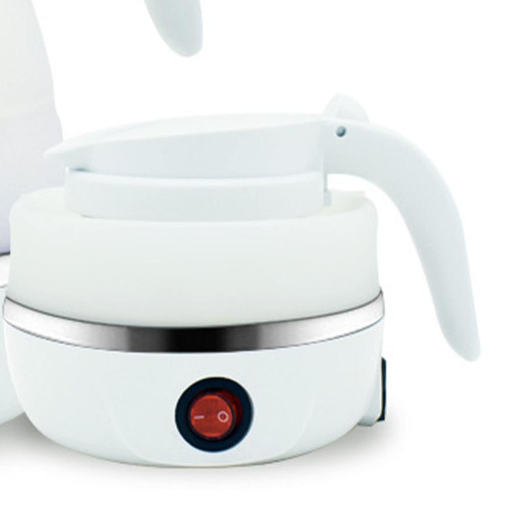 Ongwan Foldable Travel Electric Kettle, Silicone, Fast Boiling, Compact, Easy Storage, White, for Cafes, Camping, Home Use, Bottles, Cute Stainless St