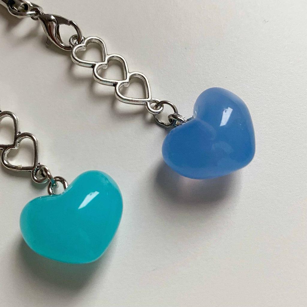 Love Heart Keyring Personalized Couple Keychain Handmade Cellphone Lanyard Unique Charm for Key and Earphone Cases