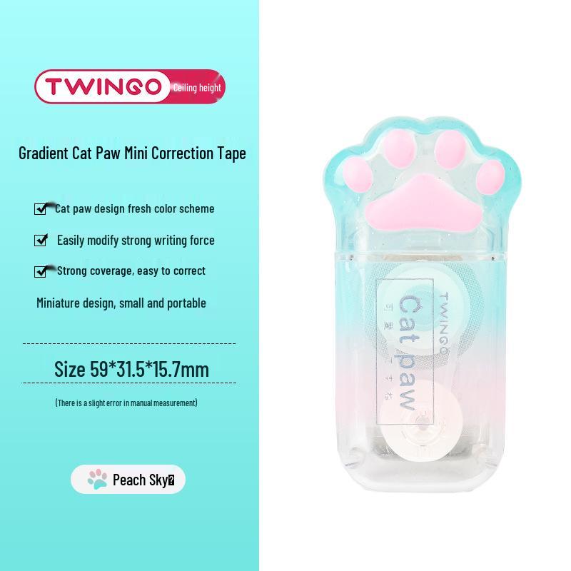 Twingo Gradient Cat Paw Mini Correction Tape - Portable and Stylish Student Stationery 6M