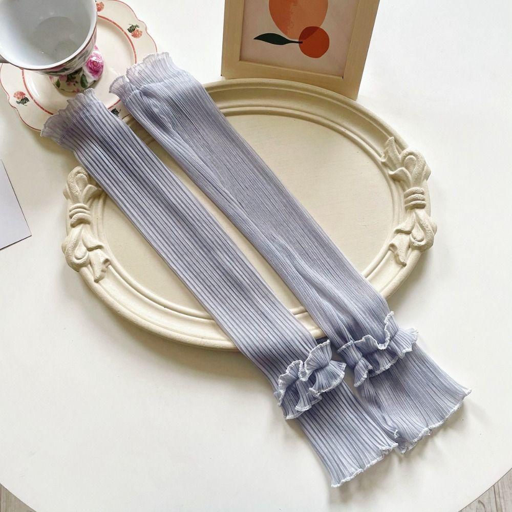 Elastic Sunscreen Arm Covers Lace Cycling Gloves Cute Ice Silk Arm Sleeves  Girl