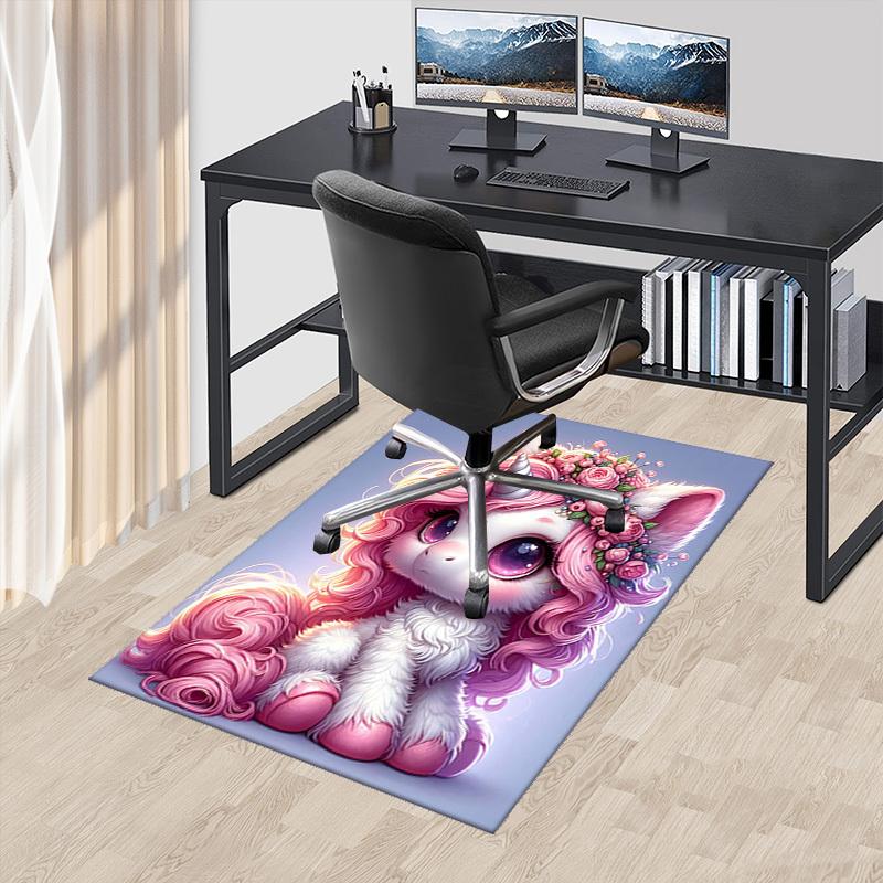

1pc Anime Unicorn Chair Mat - Floral Fantasy Office Rug, Non-Slip Carpet for Desk Chairs, Cute Gift Idea for Anime Lovers, Suitable for Home and Offic 60cm by 90cm