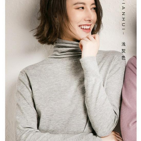 Maglione pullover a collo alto in pile da donna - Versatile e vestibilità aderente