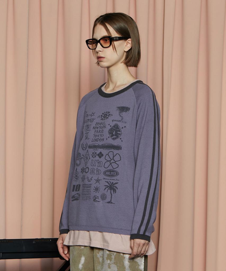 UNALLOYED Line Graphic Knit / Purple