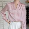 Fashion Blouses Shirts Long Sleeve V-Neck Office Lady White Chiffon Blouse Shirt Women Tops J750