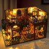 Retro DIY Wooden Light and Shadow Stories House Figurines Miniature Kits With LED Light Home Decoration For Adult Handmade Gifts