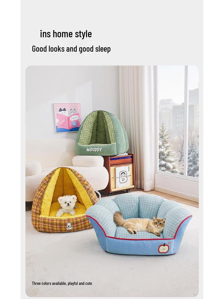 All-Season Semi-Enclosed Pet Nest for Small Dogs and Cats
