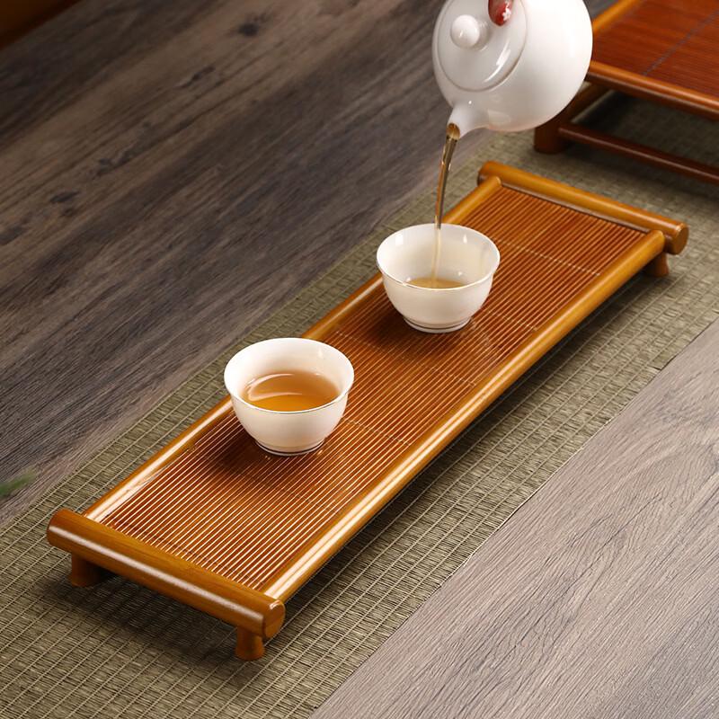 Zen Bamboo Tea Tray with Woven Mat Surface