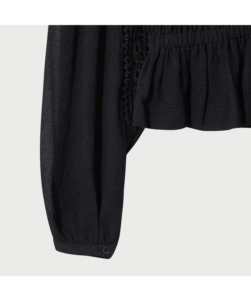 IROWOMEN Rixi Lace Peasant Blouse - Black
