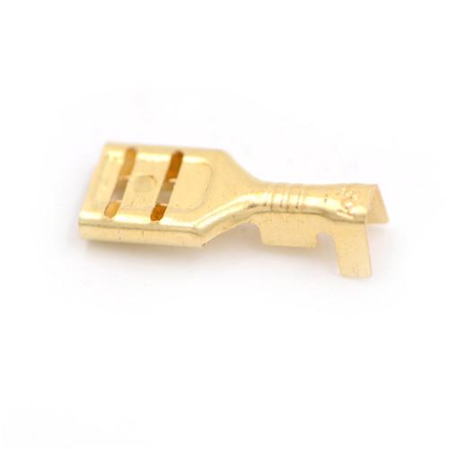 New Sale 100 Pcs 6.3mm Gold Brass Car Speaker Female Spade Terminal Wire Connector