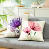 Flower Decorative Throw Pillow Covers 18x18 Inch Watercolor Floral Farmhouse Cushion Cover 4 Pcs Pink Yellow Purple Blue Tulip Pillow Case for Couch