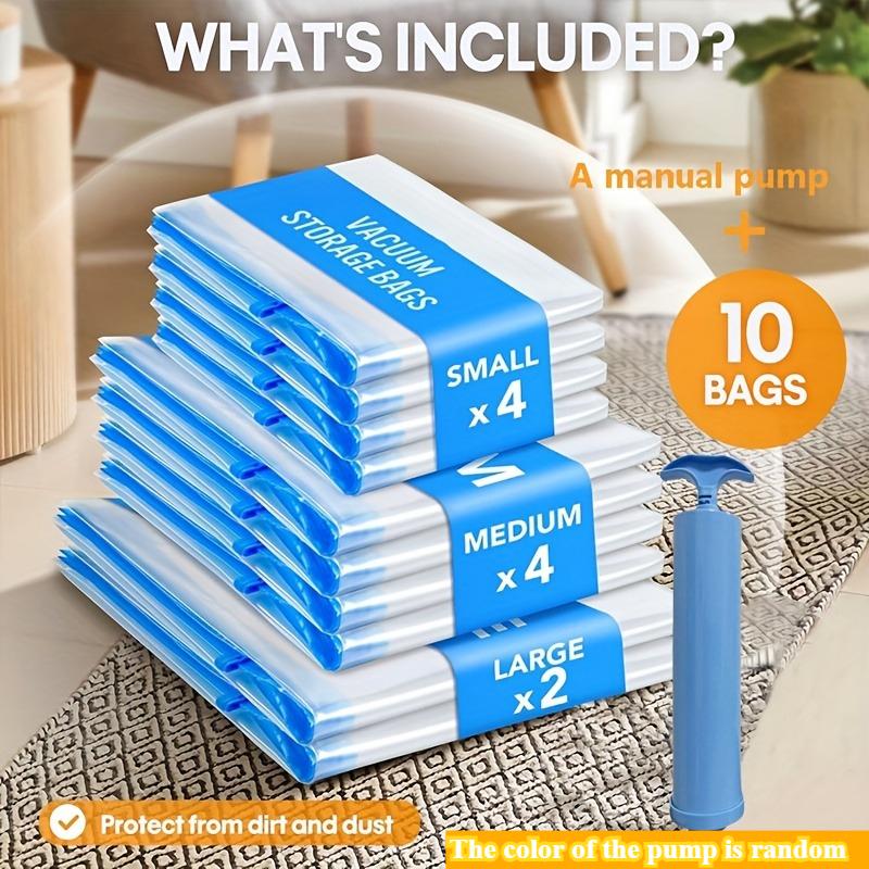 11/4pcs Vacuum Compression Bags with Hand Pump,For Bedding & Clothes - Vacuum Bag For Mattress, Travel Bags,Clothes Storagse Bag