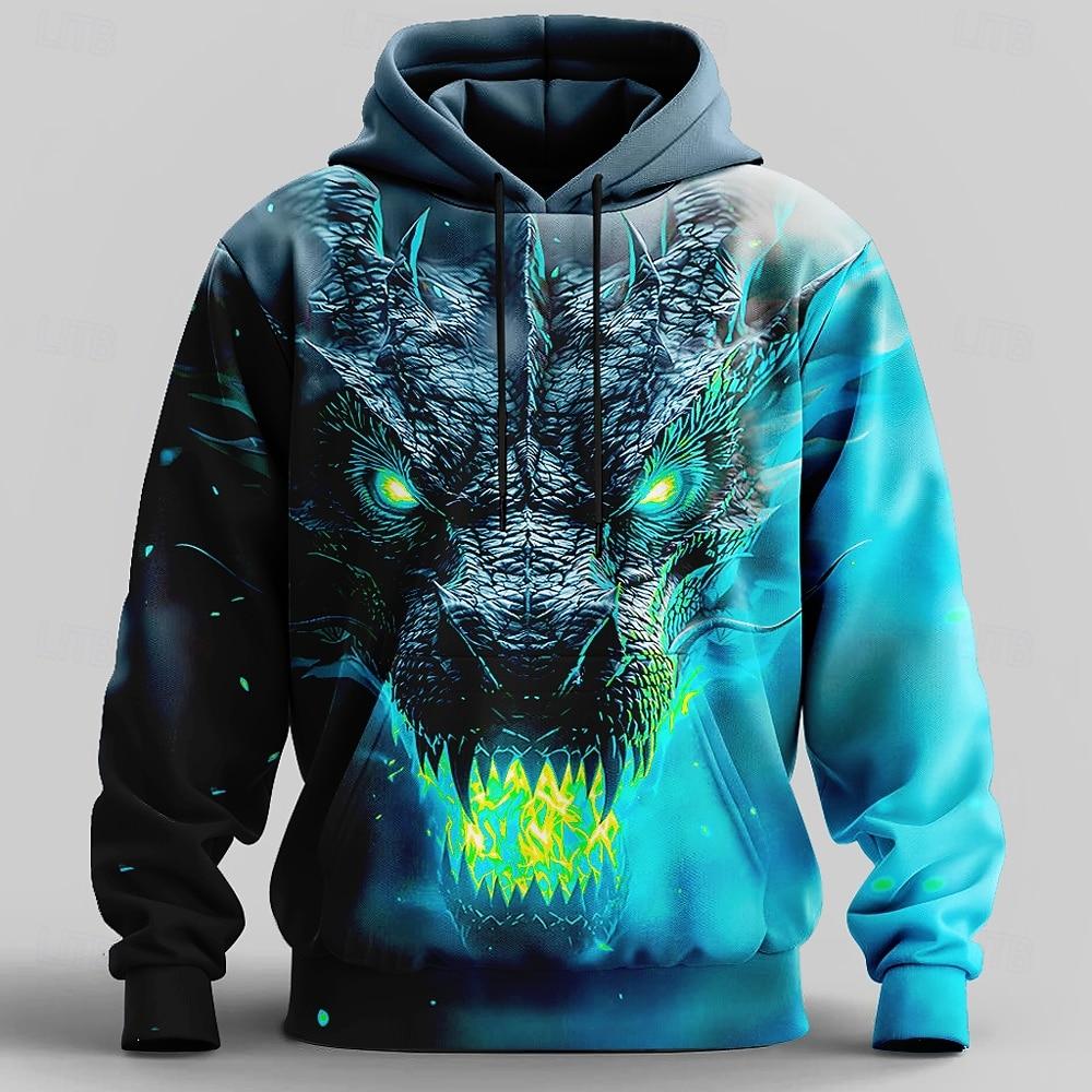 New Dragon 3D Men's Hoodies Fashion Cool Daily Personality Sweatshirt Street Long Sleeve Pullover Outdoor Y2k Casual Hoodie