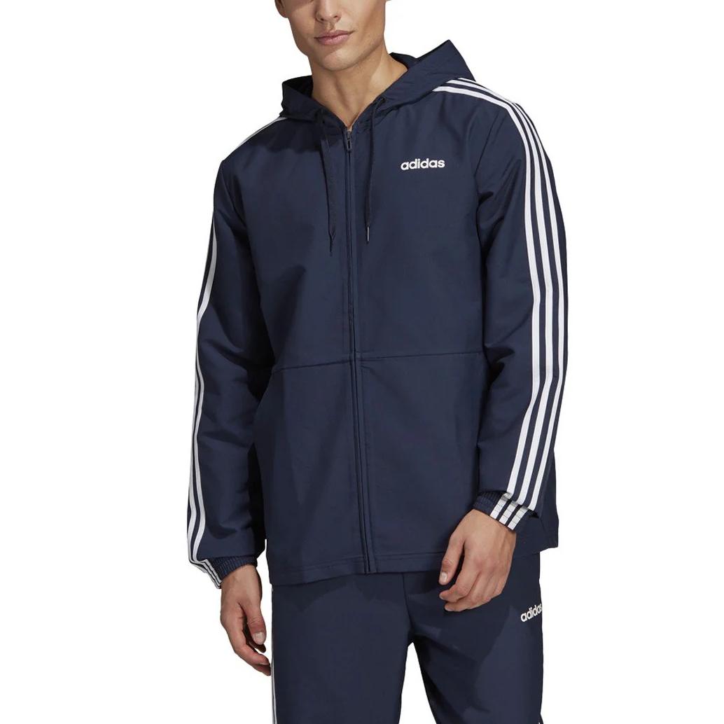 

Adidas Essentials 3-Stripes Logo Sports Stripe Zip-Up Hoodie Men Jacket Legend-Ink White DU0461 M