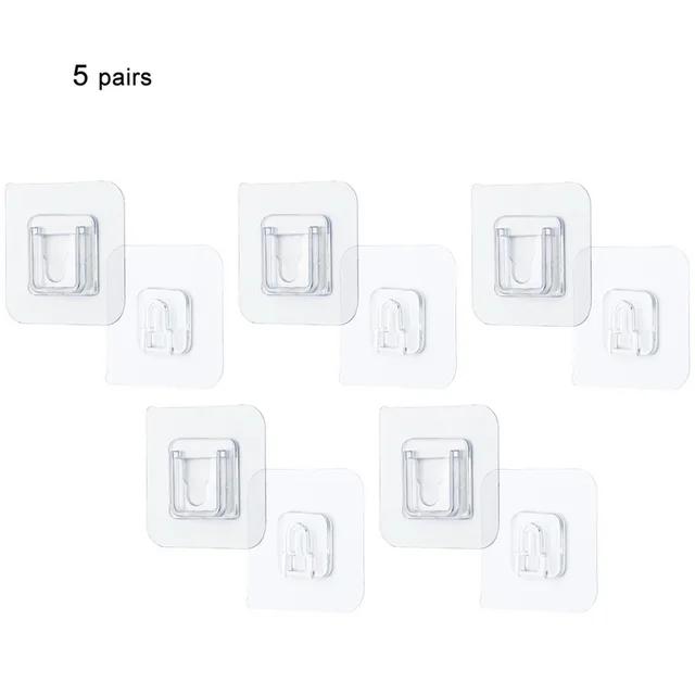 New Multi-Purpose Hooks 5/10 Pairs Double-sided Adhesive Wall Hooks Waterproof Clothes Hats Towel Hooks Kitchen Bath Door Hooks