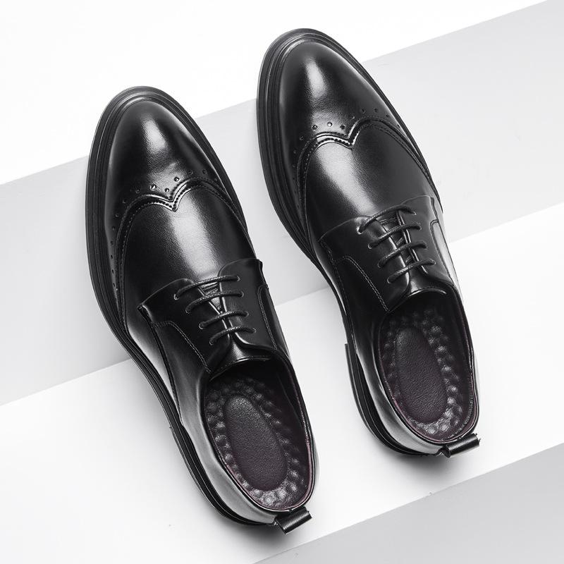 

Весенние и летние заостренные кожаные туфли мужские британские резные деловые туфли на шнуровке кожаные туфли для парикмахеров оптом 3066-X 44 чёрный