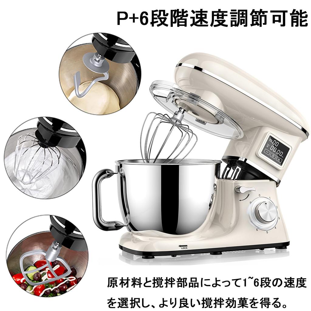 Stand Mixer Large Capacity Metal Mixer with 3 Types of Attachments Speed Adjustable KitchenAid Tabletop Mixer 6.2L Multi-Functional 3-in-1 6-Speed