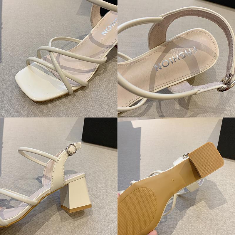 Summer Sexy Women High Heels Sandals Designer Chunky Buckle Brand Pumps New Shoes Dress Fashion Slingback Women Slippers