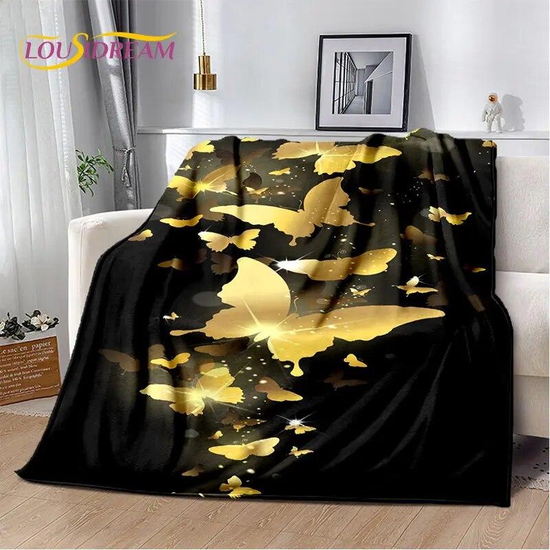 3D Cartoon Dream Butterfly Flower Soft Plush Blanket,Flannel Blanket Throw Blanket for Living Room Bedroom Bed Sofa Picnic Cover
