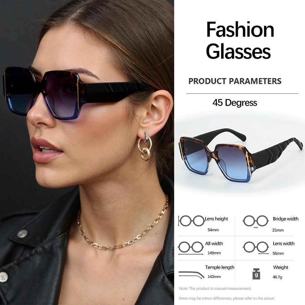 Women Sunglasses Modern Wide Edge Square Lens Frame Fashion Accessories Geometric Design Large Frame Glasses