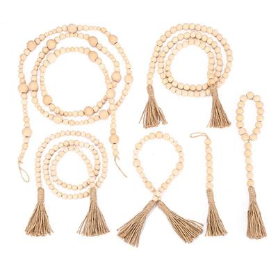 Decorations Rustic Country Farmhouse Prayer Beads Wall Hanging Home Decor Wooden Beaded Garland