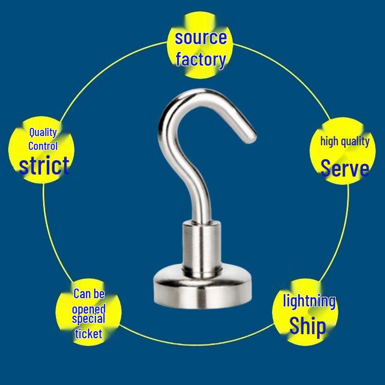 Neodymium Iron Boron Strong Round Magnet Hook - No-Drilling Magnetic Suction Cup