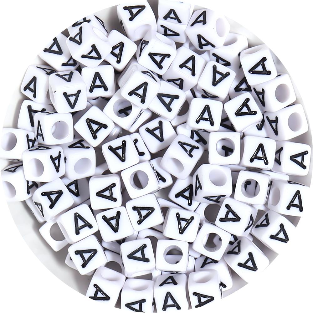 50-100pcs White And Black Color Letter Beads Alphabet Loose Beads Square Beads For Jewelry Making DIY Earring Bracelet Charm