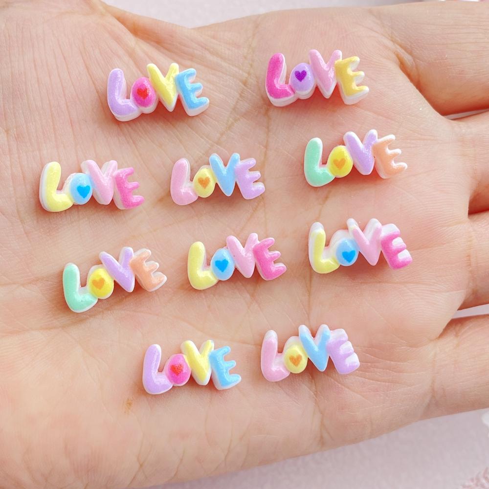 30Pcs New Cute Resin Small Letter Love Flat Back Ornament Jewelry Making Manicure Hairwear Accessories