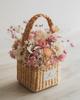 Flower Bag Square Basket Bag Ferique Pink Dried Preserved Flowers Gift for Wedding Wedding Grand Respect for the Aged Retirement Farewell Gift No.3 /