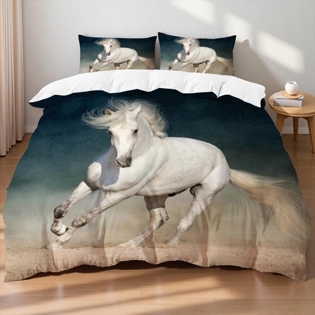 Horses Printed Bedding Set Twin Full Queen King Duvet Cover Comforter Cover Set Soft Quilt Pillowcase Animals Bed Linen For Gift