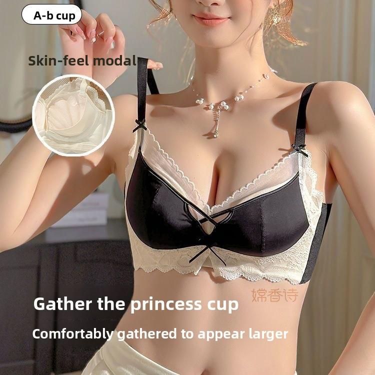 Wireless Push Up Bra Set, No Gaping Anti-Sag Small Bust Enhancing Women Lingerie Set
