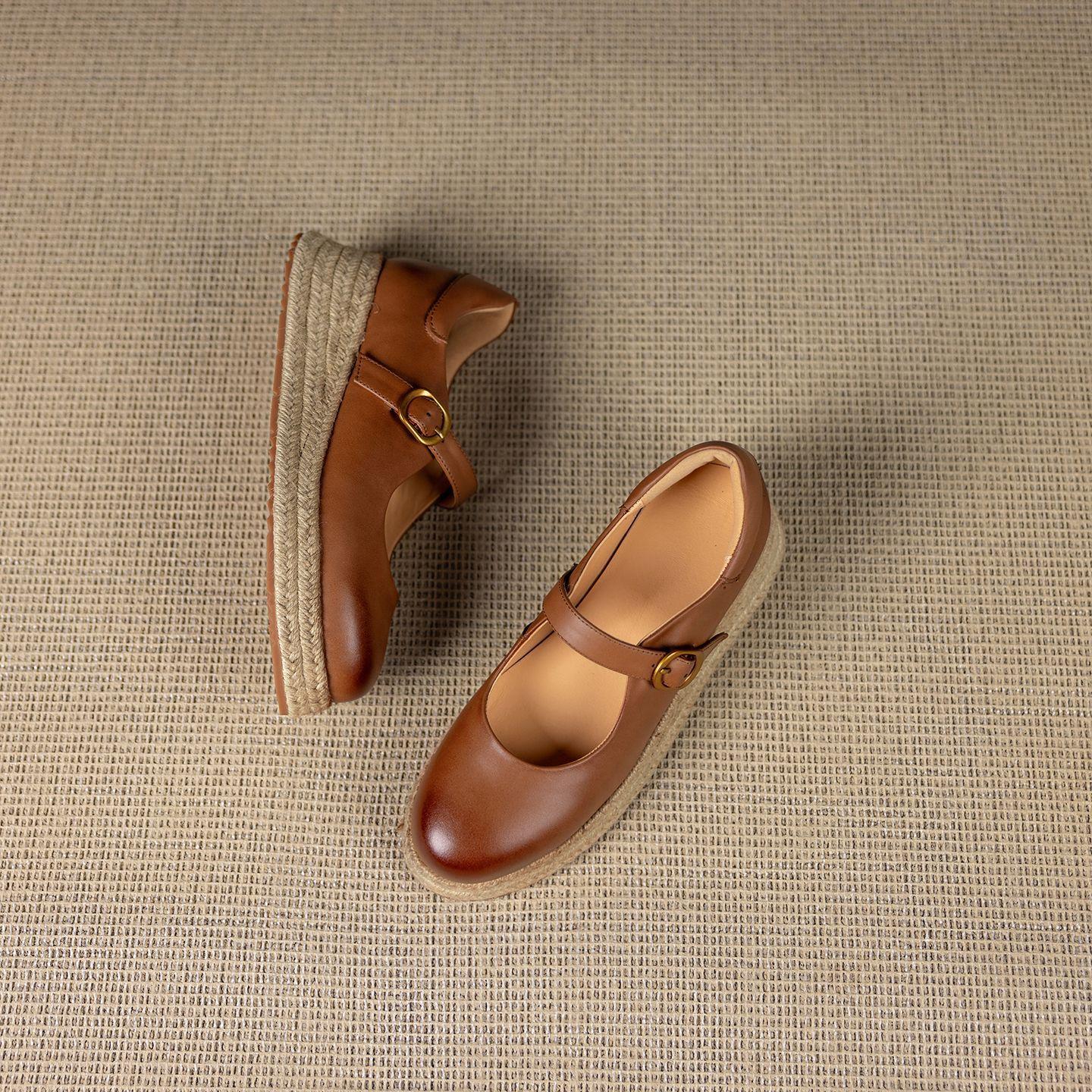 

Leather wedge heel Mary Jane shoes women s 2025 autumn new muffin sole single shoes small height increase casual shoes 39 темно-коричневого