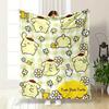 Cute Yellow Dog-like Character with Clovers, Flowers, and Animal Friends. for All Seasons Blanket Lunch Break Throw Gift
