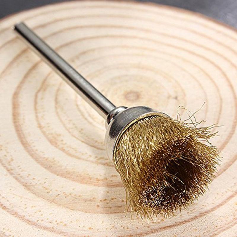 1 buc Tija 3mm Lustruire Perii Cupă Roată Sârmă Alamă Instrument Rotativ de Curățare