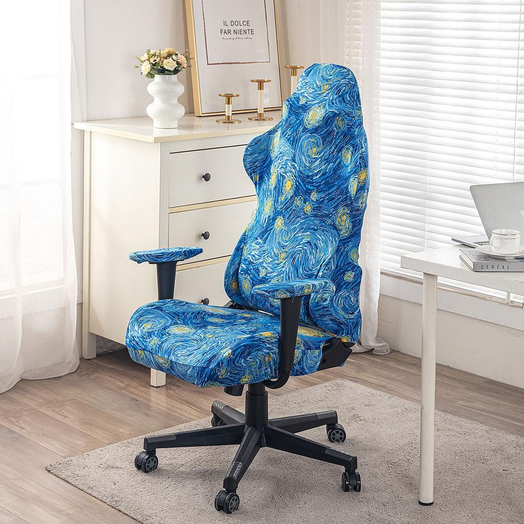 Game Chair Cover 4-Piece Stretchable Armrest Cover Chair Back Cover Chair Seat Cover Computer Video Game Office Chair Cover