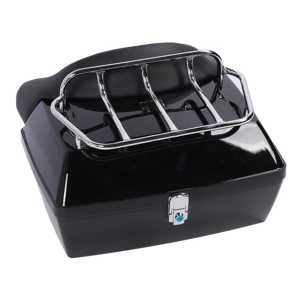 Motorcycle Rear Case 48L Universal Water Resistant with Lock Backrest Cushion Trunk Tail Luggage