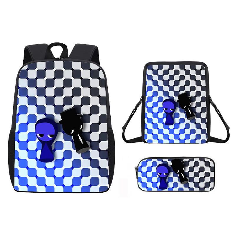 Incredibox Cartoon Pattern Backpack Shoulder Bag Pencil Case Three Set Piece