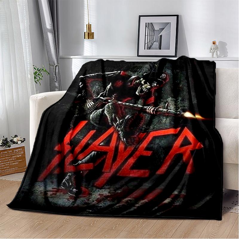 3D Retro Band Slayer Heavy Metal Rcck Sign Blanket,Soft Throw Blanket for Home Bedroom Bed Sofa Travel Cover Kid Gift