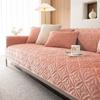 Winter Milk Velvet Sofa Cushion Solid Color Jacquard Sofa Cover Non-Slip Thickening Straight Row Sofa Cushion Cream Style Mat