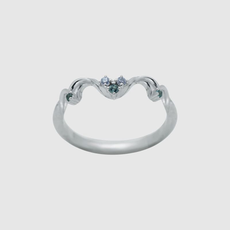 MUSEE.ART Wave Leaf Miss Ring(green Tourmaline)