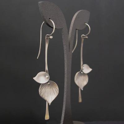 Vintage Simple Boho Earring For Women Tribal Ethnic Jewelry Metal Antique Silver Color Flower Leaves Dangle Earrings
